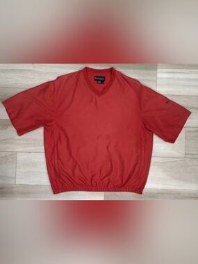 FootJoy Windbreker Mens Large Red Short
Sleeve V-Neck Golf Pullover Elastic Hem